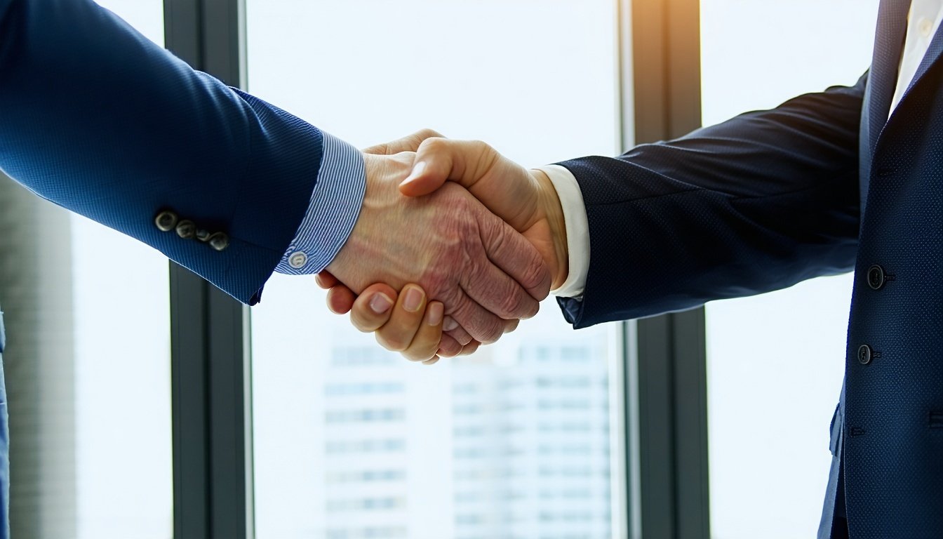 Financial advisor shaking hands with client