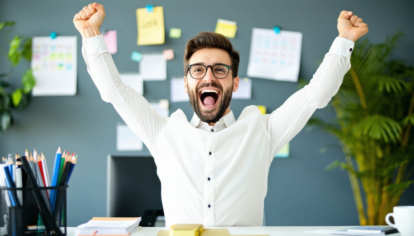 Business owner celebrating tax savings